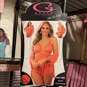 Vibrant Orange Lace Chemise